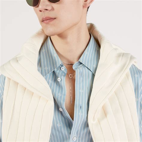 camicia stile gucci|Gucci Camicia in cotone fil coupé a righe GG.